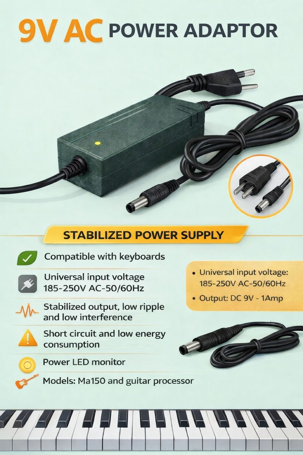beatbox ADAPTOR FOR GADGETS AND PIANO OF 9V MGAG17 Amplug Cabinet-picture-31