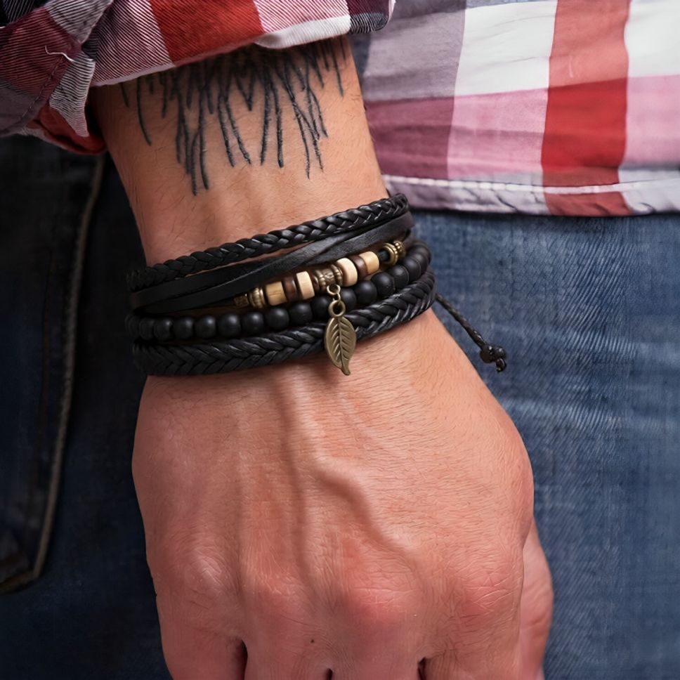twink lara Men' Genuine Leather Bracelet, Boy's Bracelet Leather, Men's Bracelet Men Wrist Band-picture-12