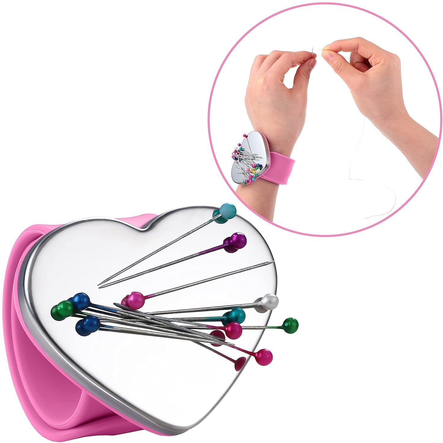 Heart Shaped Magnetic Wrist Band for Sewing Pincushion, Hair pins Men & Women Wrist Band