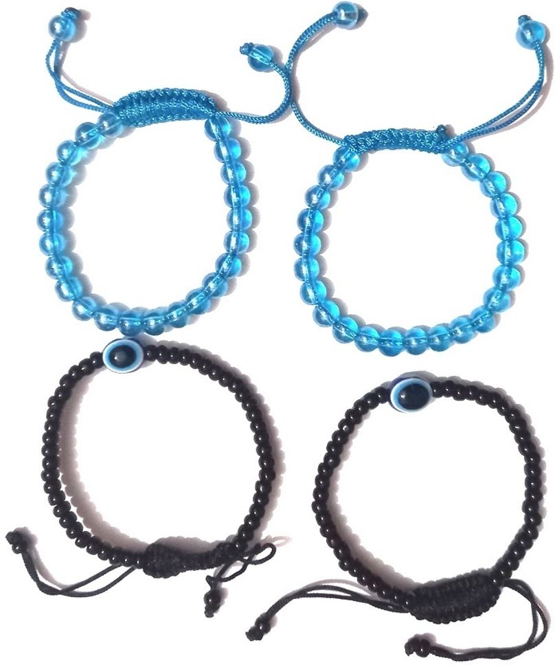 Firozi Crystal Evil Eye Charm Protection Aqua Shine Thread Durable nylon Women Wrist Band