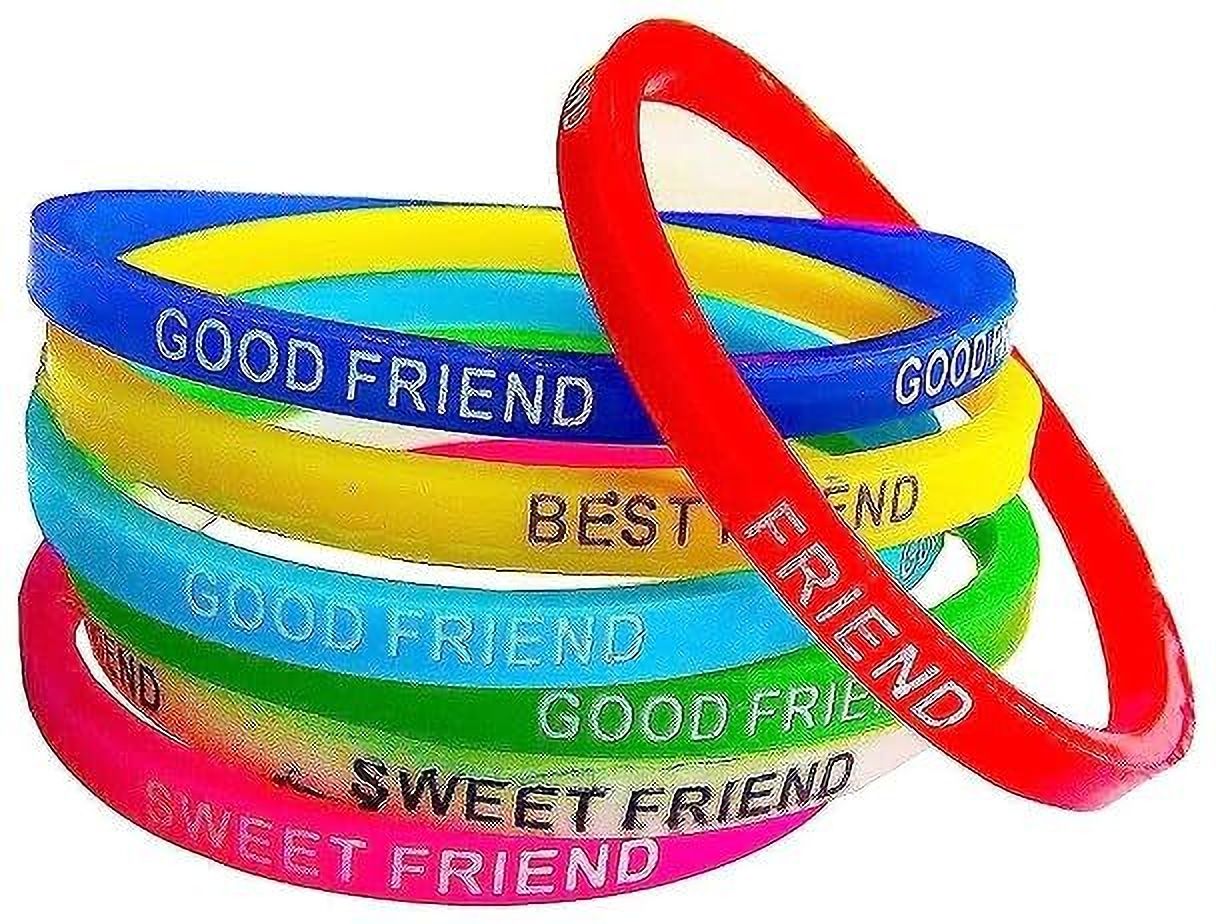 common etail Colorful Friendship Silicone Wristbands | Good Friend, Best Friend Pack of 6 Boys & Girls Wrist Band-picture-32