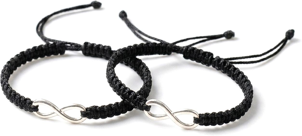 upharkaro Handcrafted Black Silver Infinity Symbol Bracelet – Adjustable Relationship Band Men & Women Wrist Band-picture-39