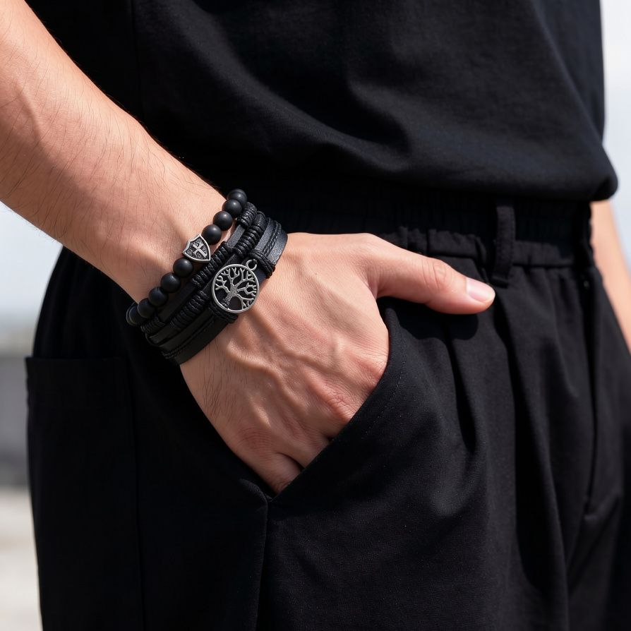 Tree Cross Leather Bracelet For men, Bracelet For Boys, Men's Bracelet Leather Men Wrist Band-image-40