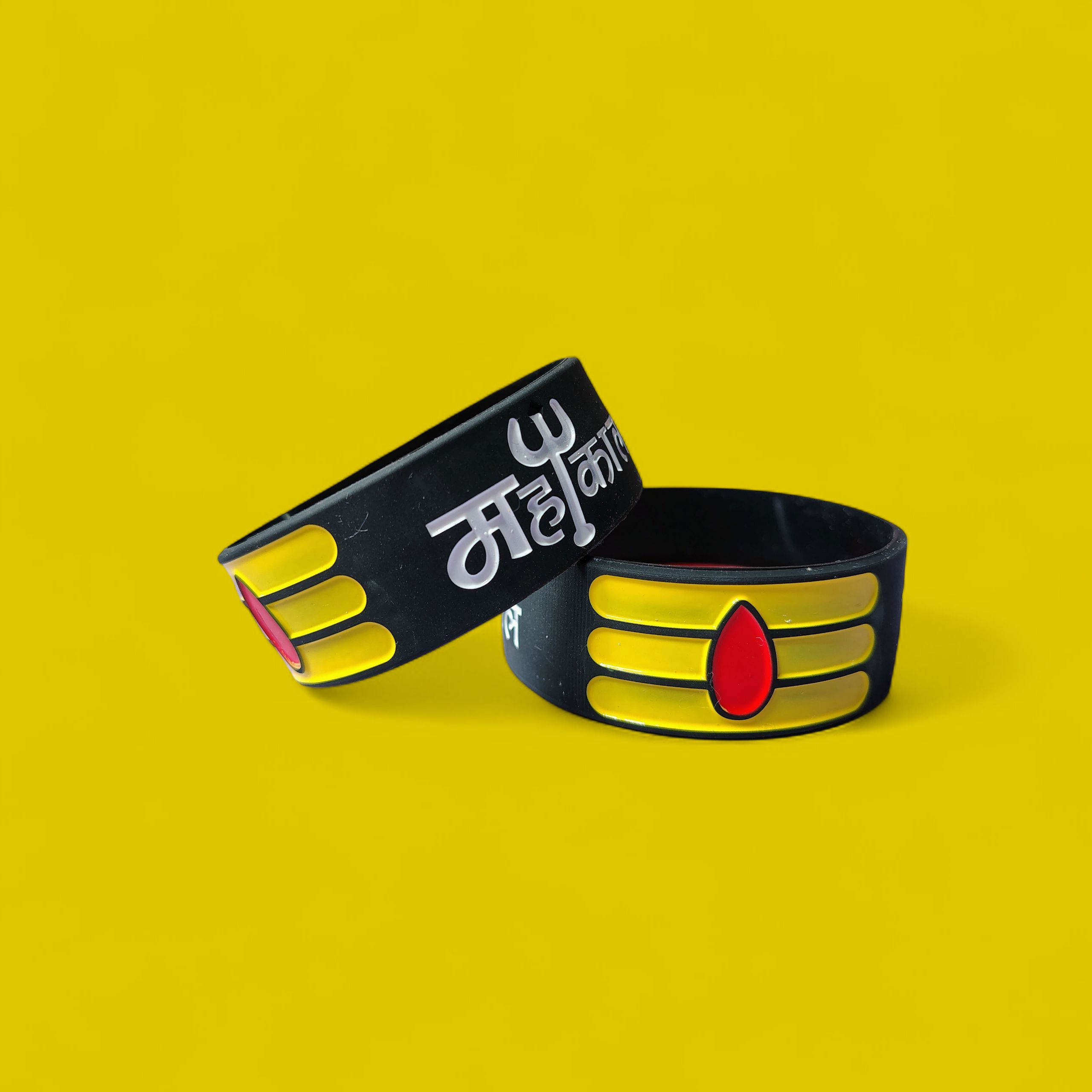 Mahakal silicone rubber bracelet black colour for Men Wrist Band