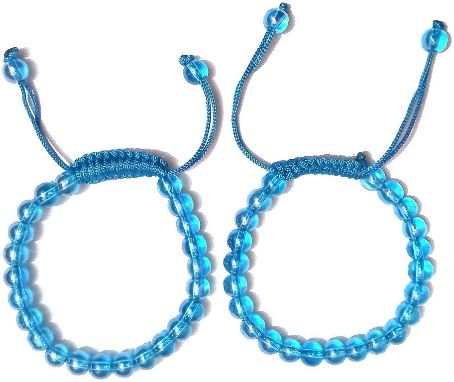 Sky Blue Crystal-Bead Adjustable Bracelets Women Wrist Band-image-1