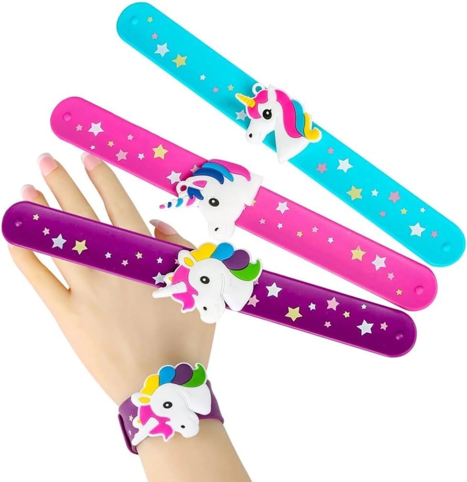 sunnifa Kids Unicorn Slap Bracelet Soft Silicone Snap Band Colourful Cartoon Wrist Band Boys & Girls Wrist Band-picture-38