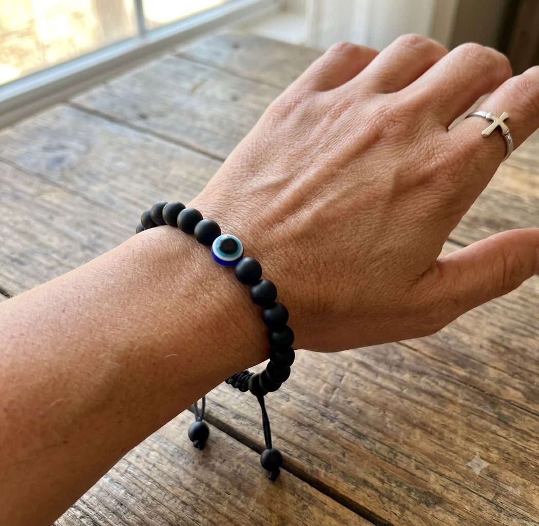 sunahari Saligran Evil eye bracelet Crystal-Bead Adjustable Bracelets Men Wrist Band-picture-4