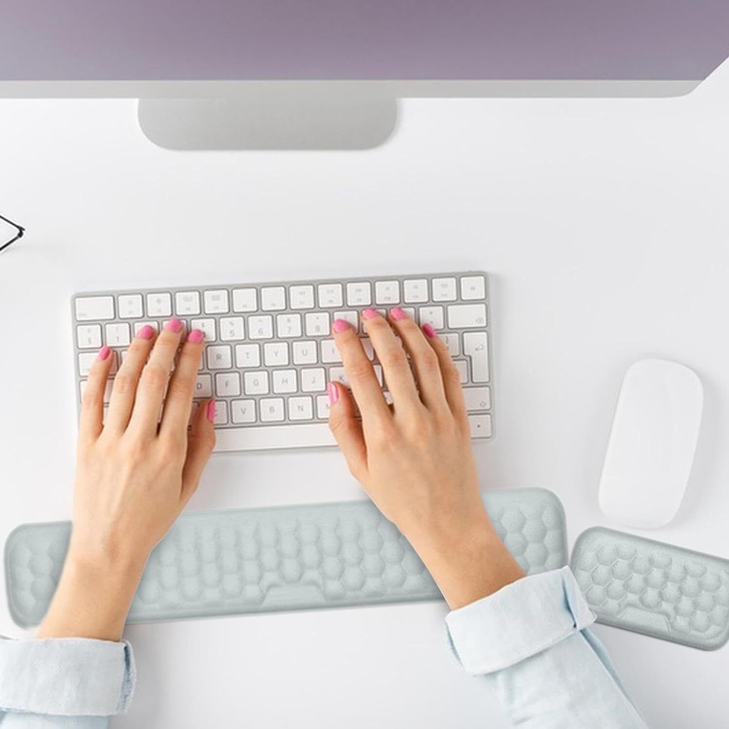 Bwogue Memory Foam Wrist Rest, Slip Resistant, Comfortable Keyboard & Mouse Pad Cushion Memory Foam, PU Leather Mouse, Keyboard Wrist Rest