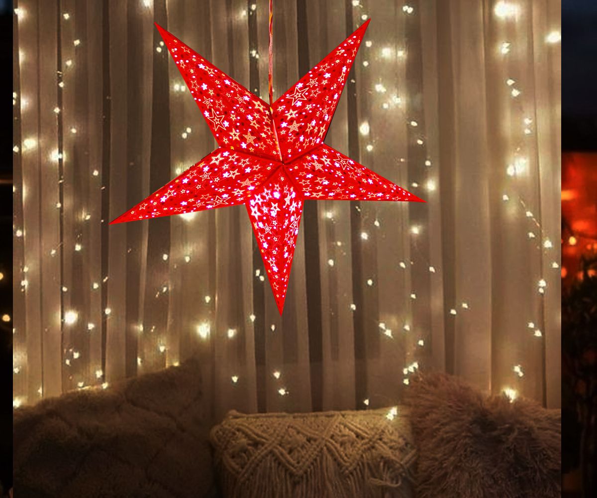 Paper Star Hanging Lantern_Yellow_AZ108pack of 1 Red Paper Hanging Lantern-image-5