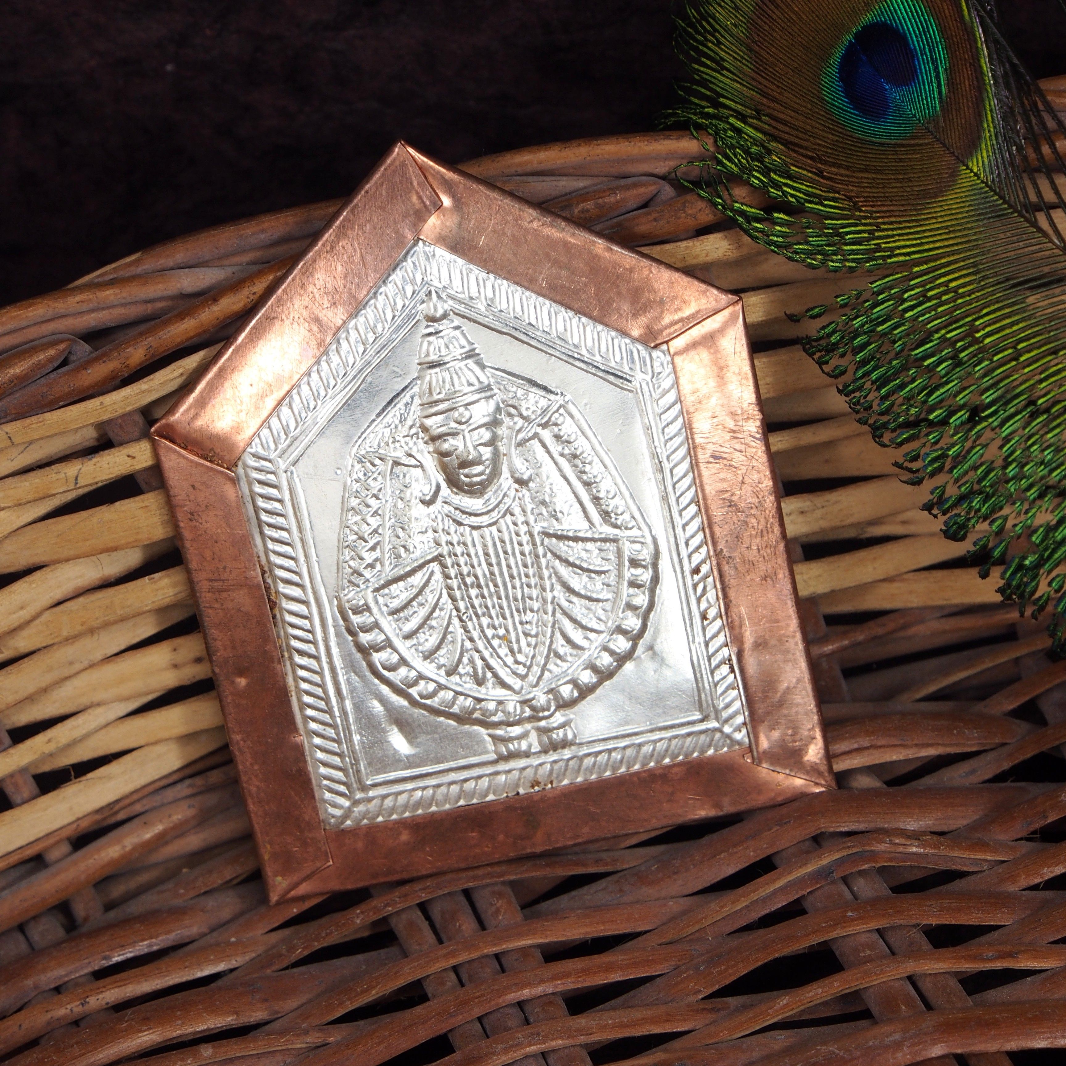 nakoda store Mahalaxmi Devi (Maharashtrian Dev Tak) 3gm Pure Silver Decorative Showpiece-6.98 cm-picture-32