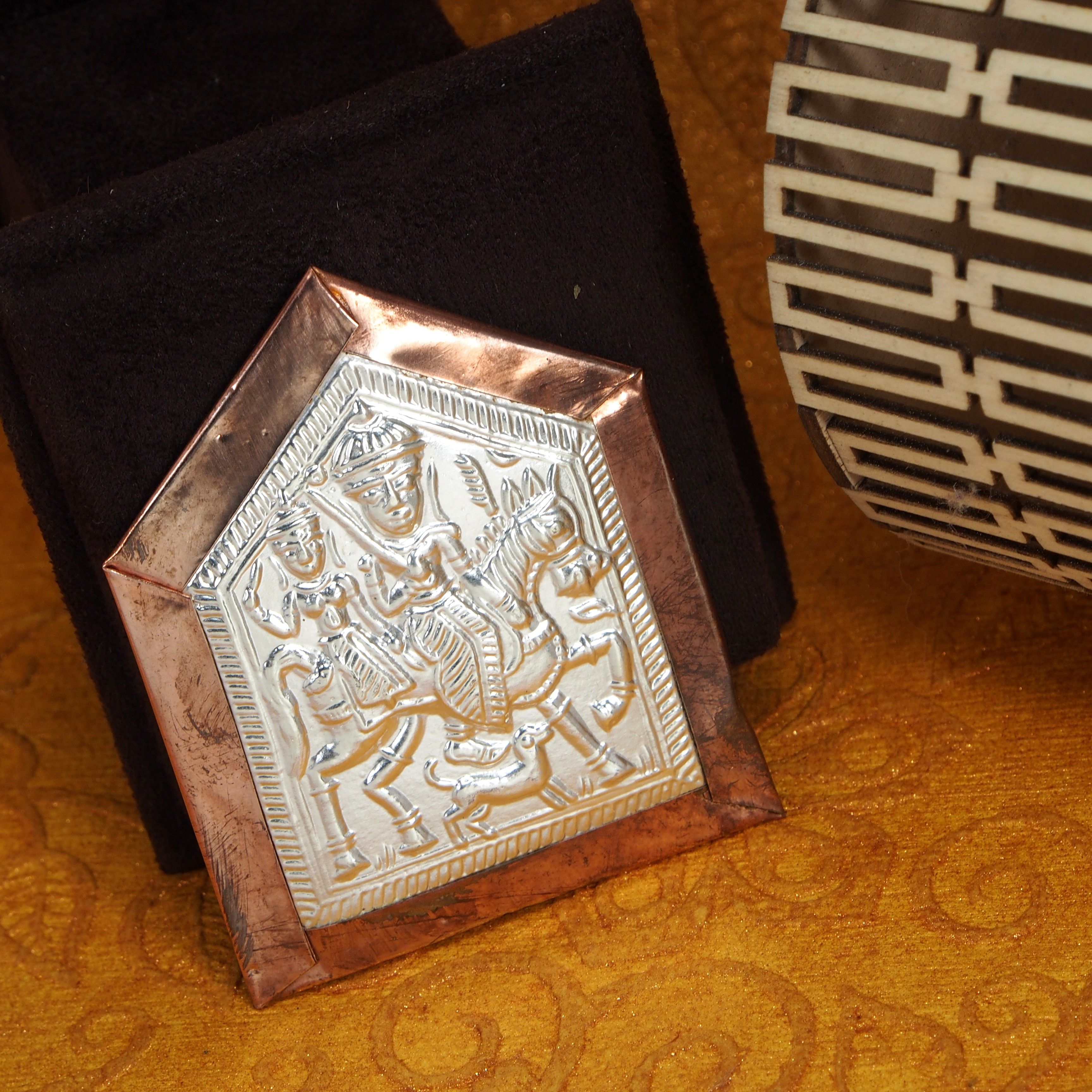 Khandoba Dev (Maharashtrian Dev Tak) 3gm Pure Silver Decorative Showpiece-6.98 cm