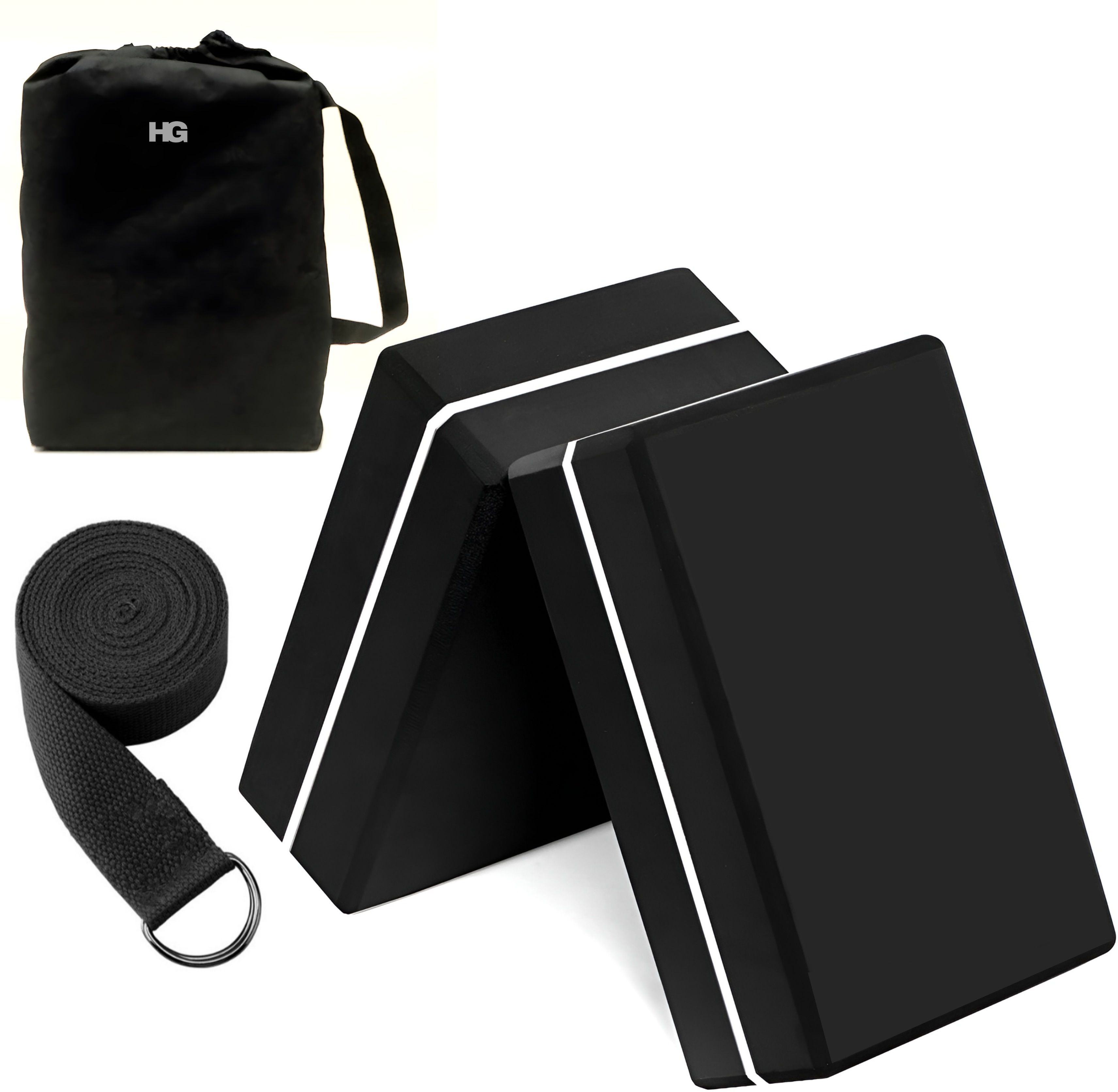 homegalley Yoga Blocks Set of 2 with Belt for Exercise EVA Foam Blocks for Pilates Bricks Yoga Blocks-picture-19