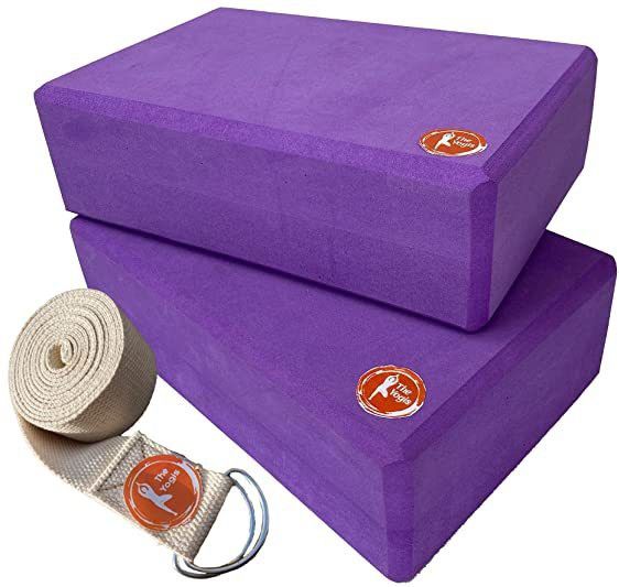 High Density Foam Yoga Block Brick [ Set of 2 ] Large Size [Free - Yoga Belt] Yoga Blocks-image-34