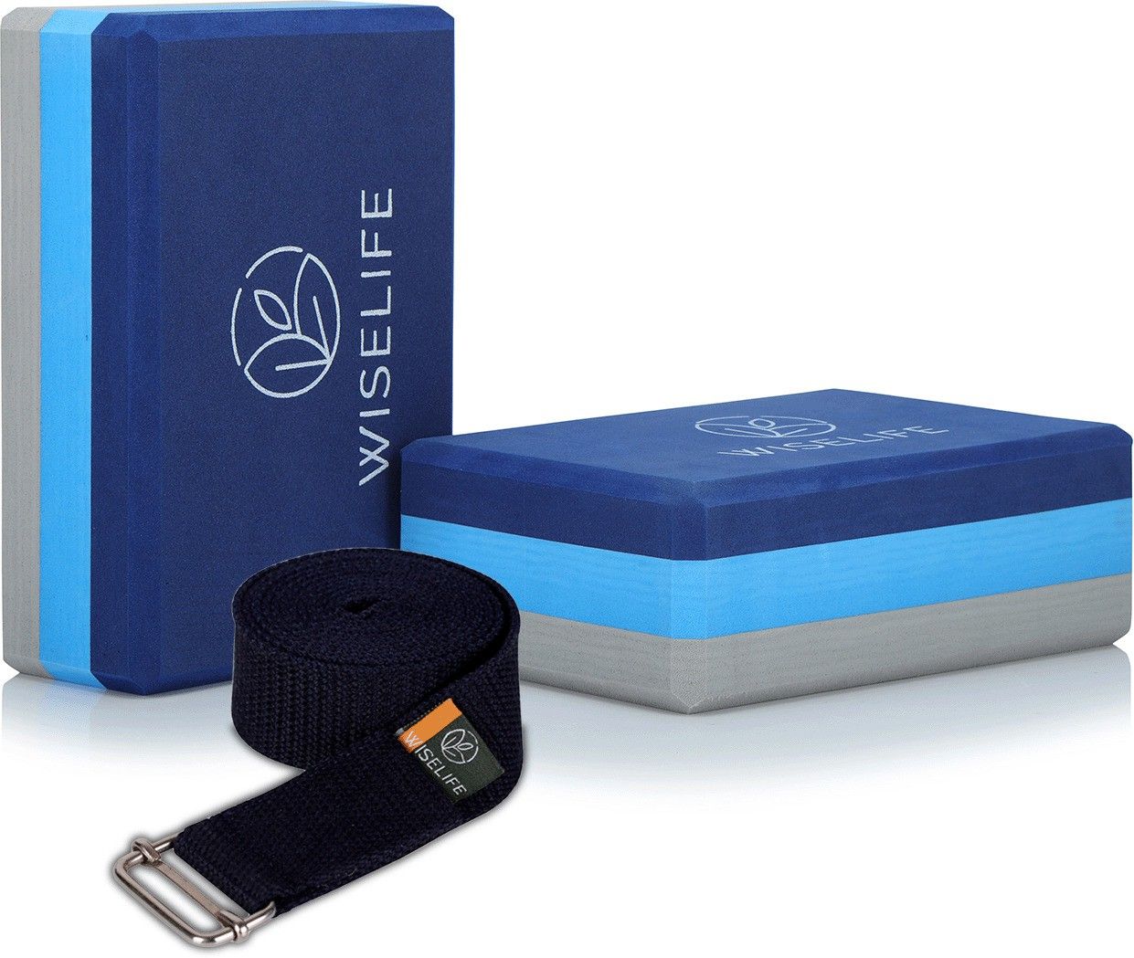 Blue Grey Pro Yoga Block | Yoga Brick + Yoga Belt (Combo, Extra Large Size),TPE Yoga Blocks-image-45