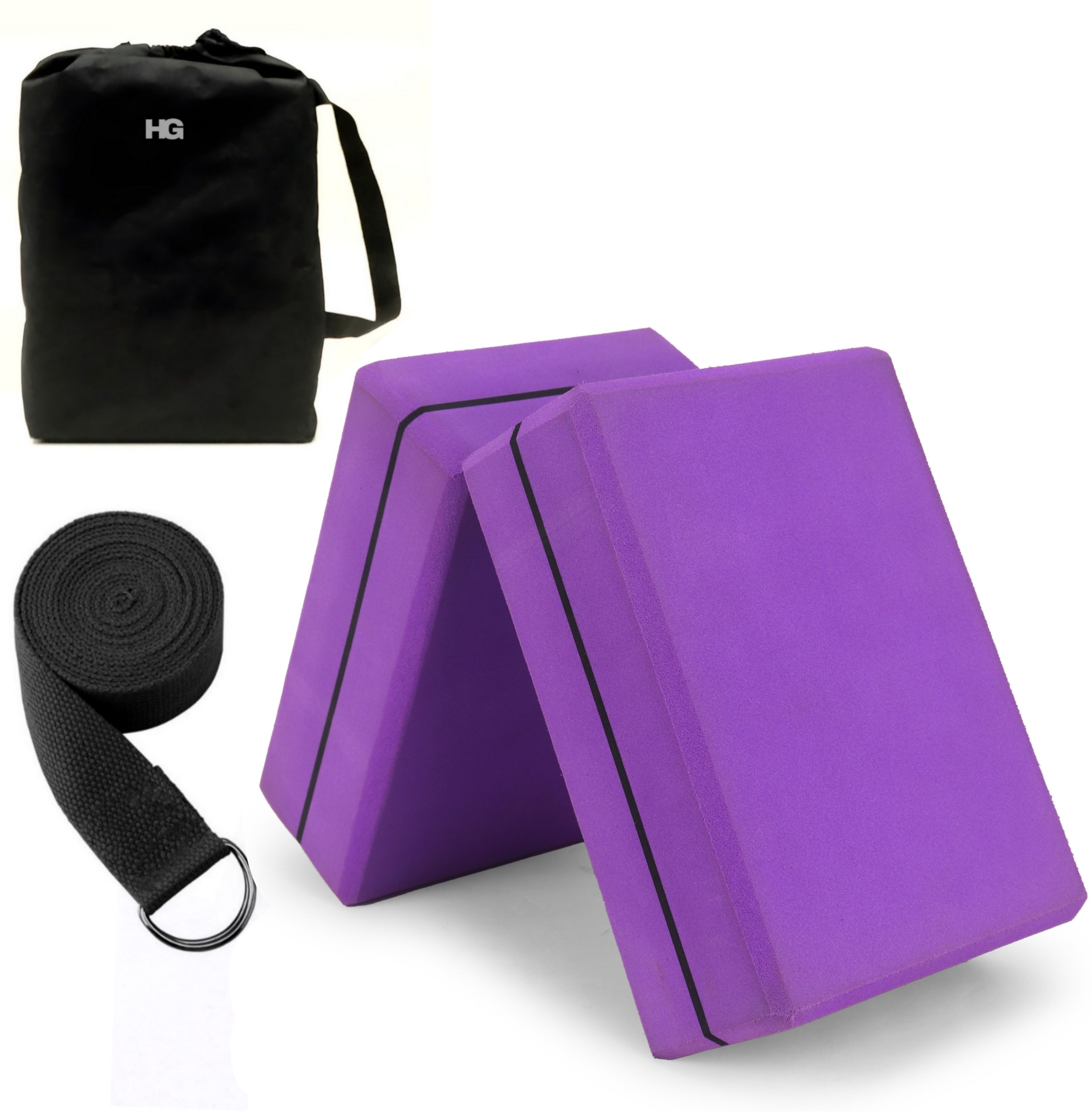 Yoga Blocks Set of 2 with Belt for Exercise EVA Foam Blocks for Pilates Bricks Yoga Blocks