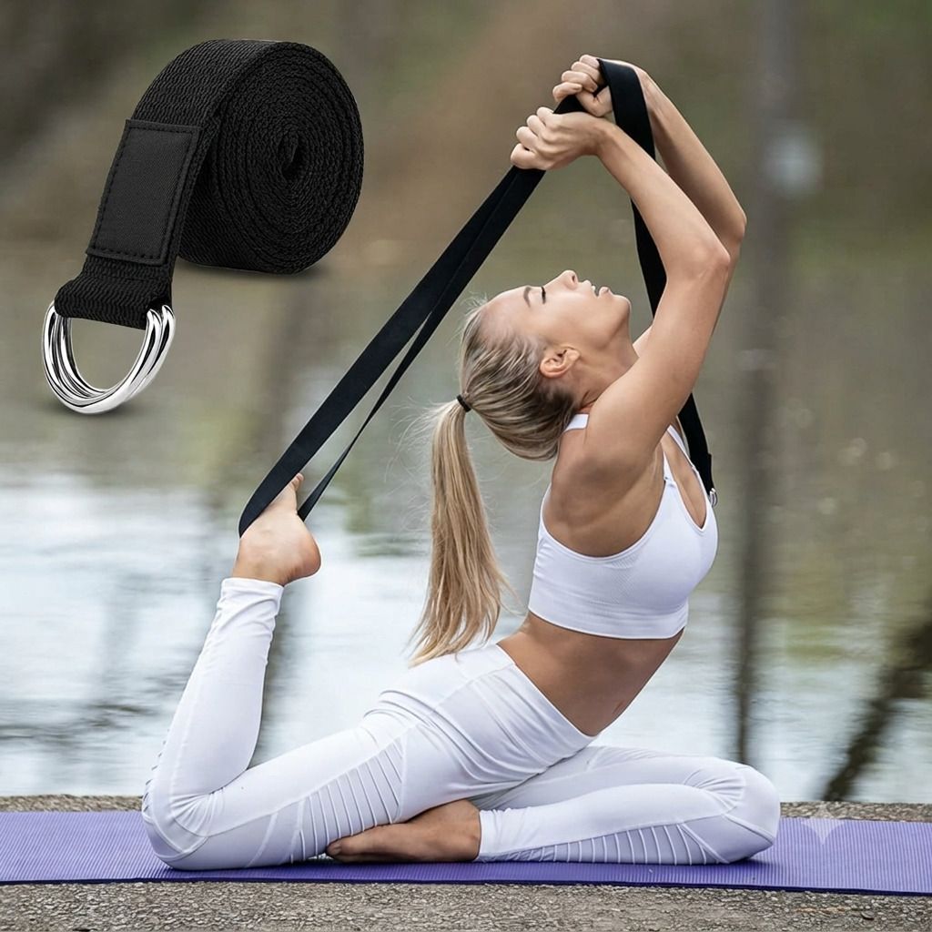 Adjustable D-Ring Strap for Stretching, Yoga, Pilates, Physical Therapy &Fitness Cotton Yoga Strap-image-14
