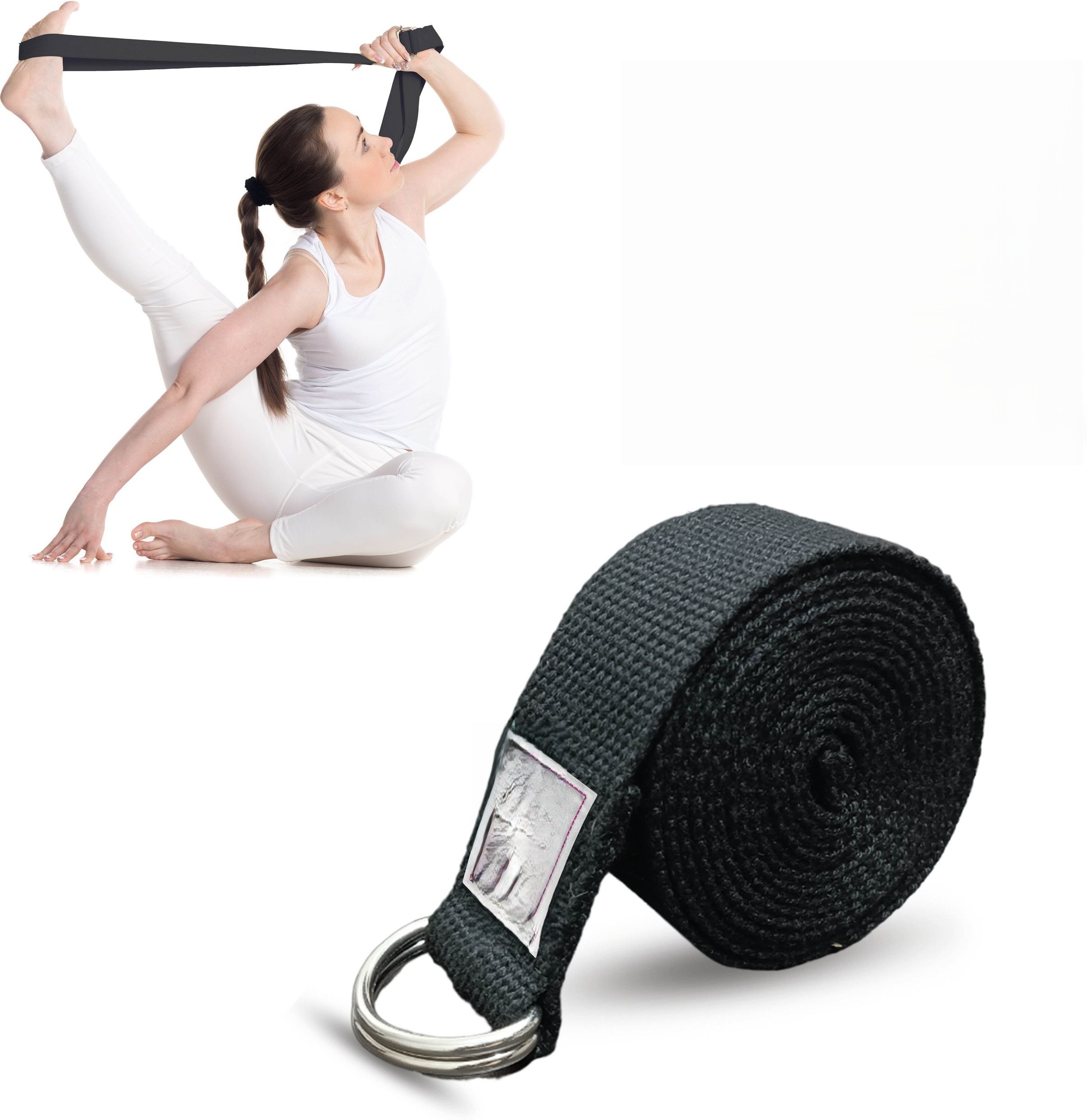 Adjustable Yoga Strap with Durable Metal Buckle for Beginners Cotton Yoga Strap-image-5