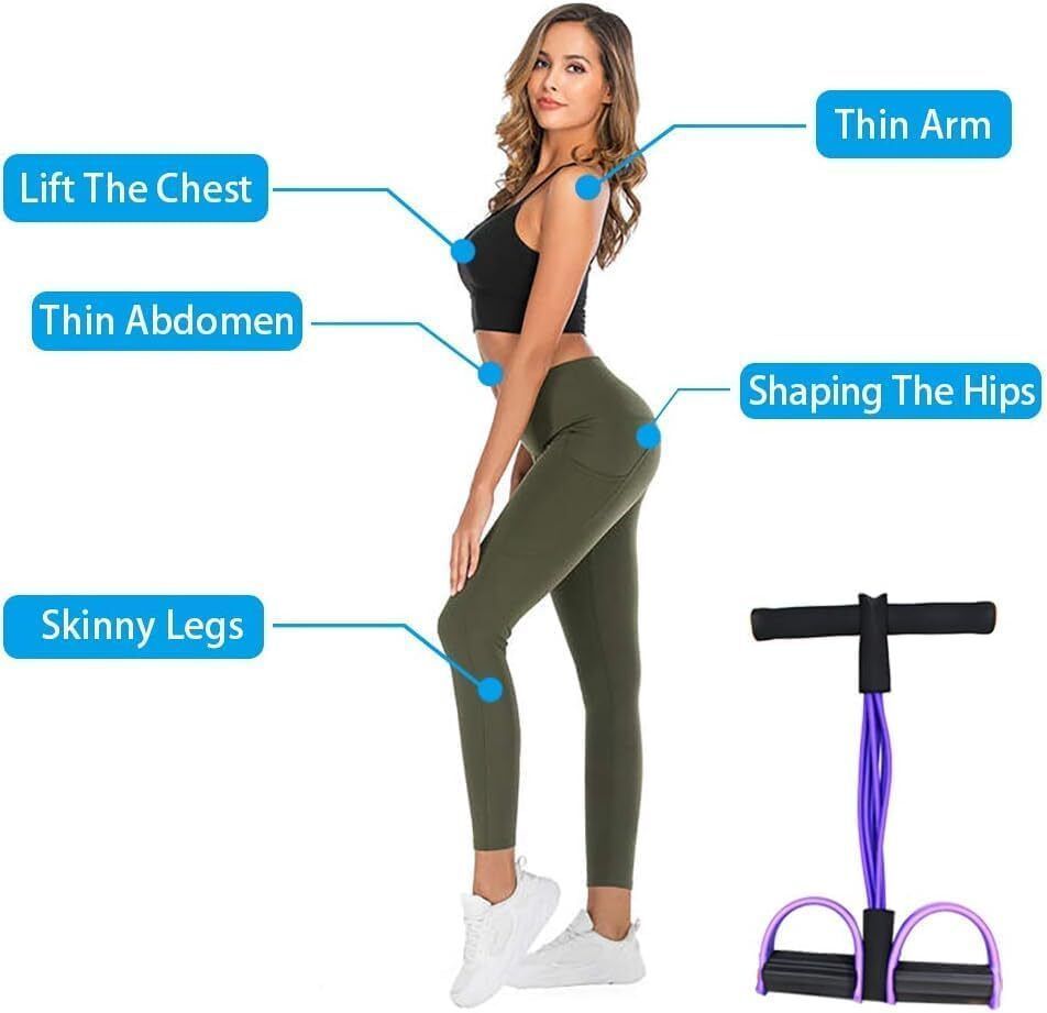 amazely 4-Tube Exercise Pedal, Pull Reducer, Rubber Pull Rope Exerciser, Ab Exerciser Ab Exerciser-picture-27