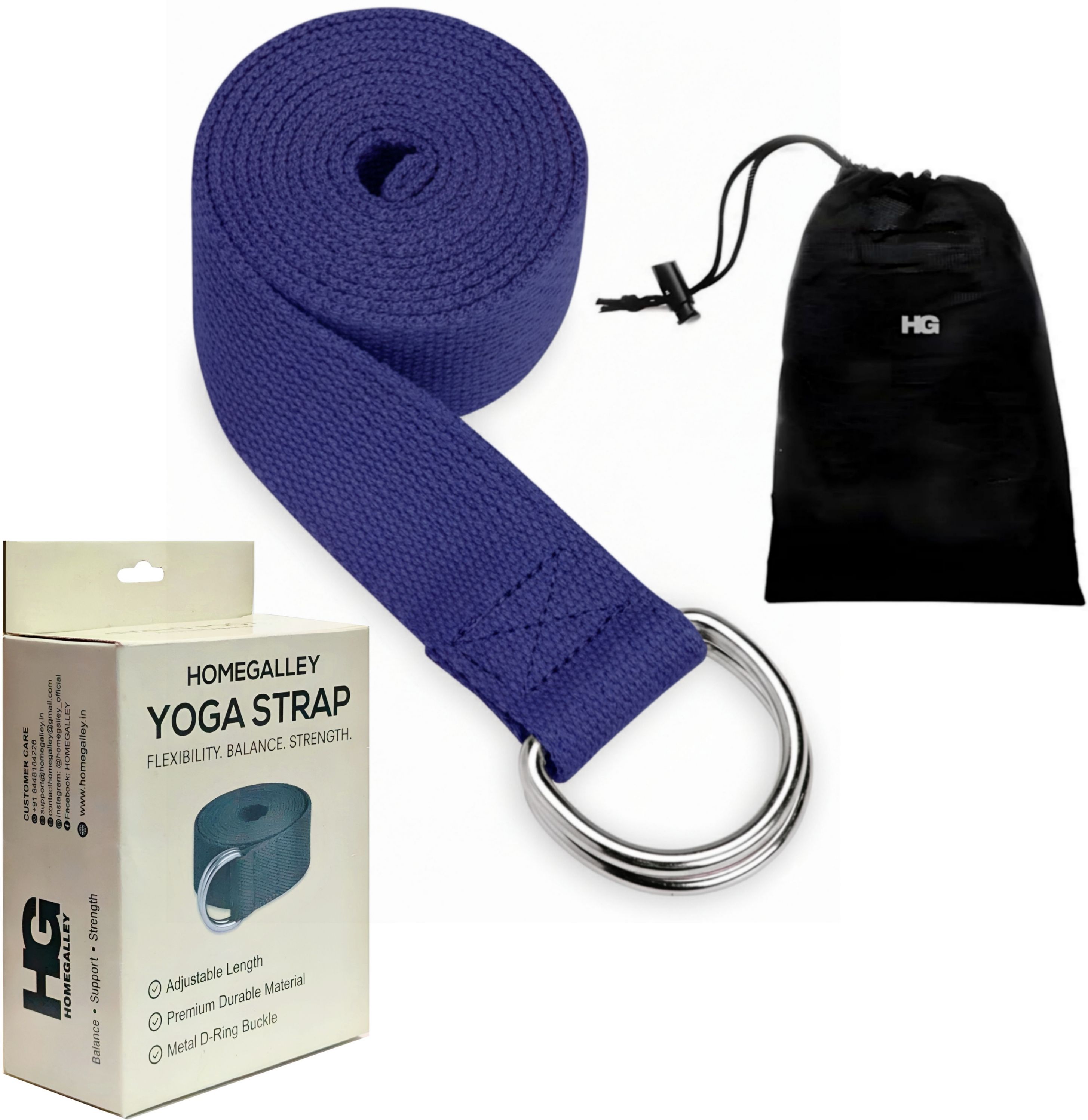 Adjustable Cotton Yoga Strap for Flexibility, Stretching, Yoga, Fitness Cotton Yoga Strap