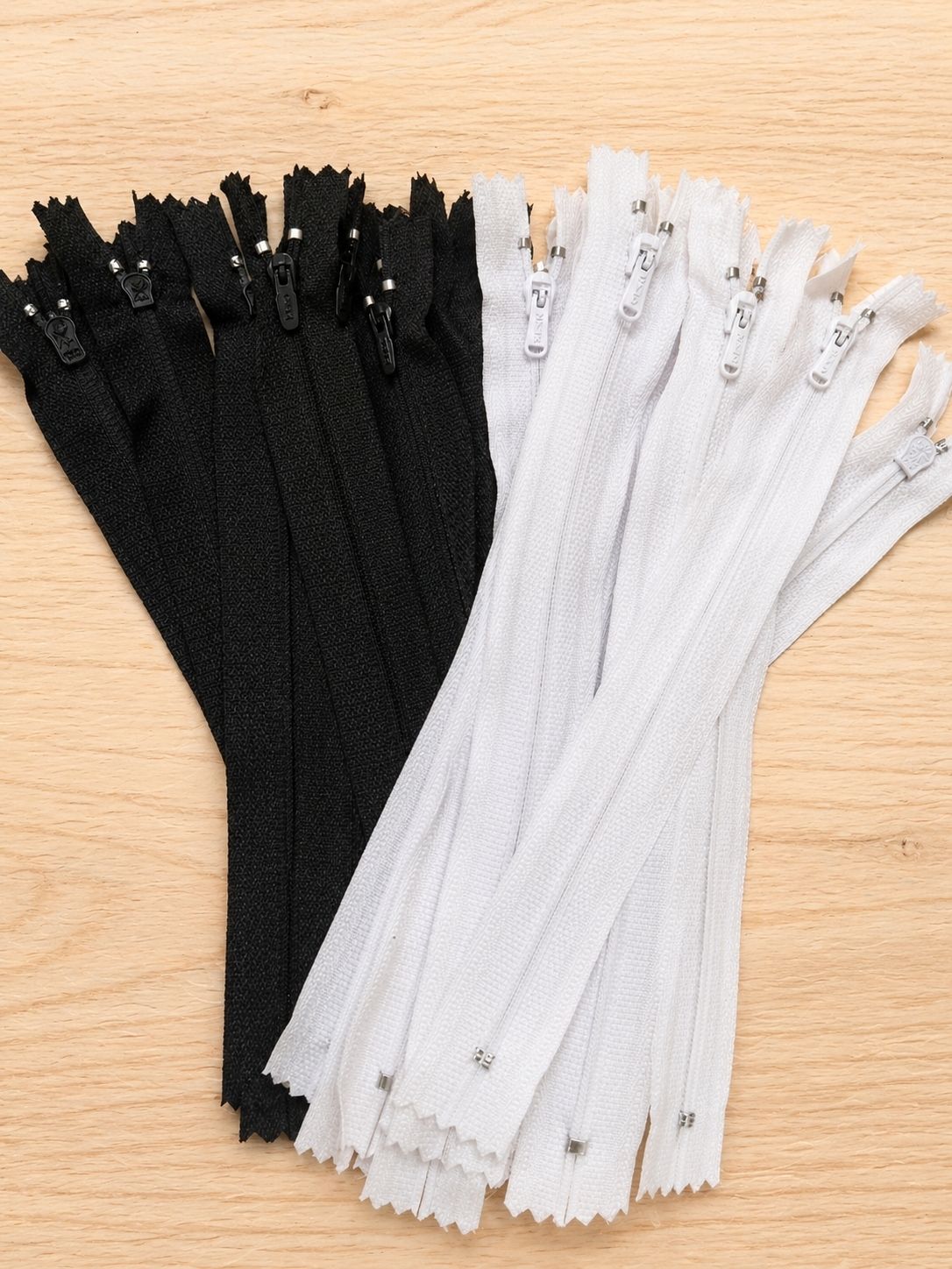 8" Premium Nylon pant zipper set (Black & White) - Smooth durable stitching zip Black, White Nylon Two Way Closed-ended Zipper-image-2