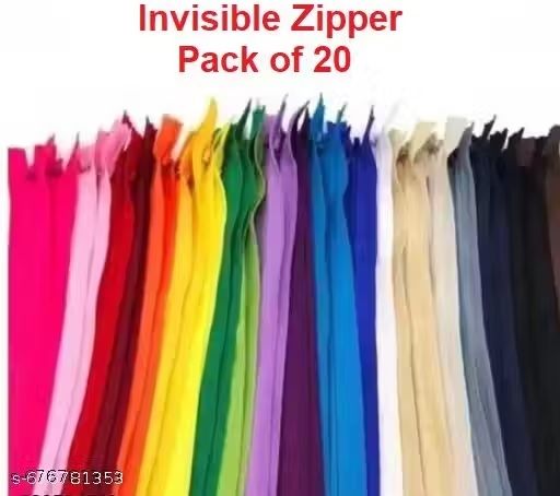 rml 16 Inch Long Invisible Zipper Concealed Nylon Zips (Mix Color) Set of 20 Zips Multicolor Nylon Invisible Zipper-picture-40