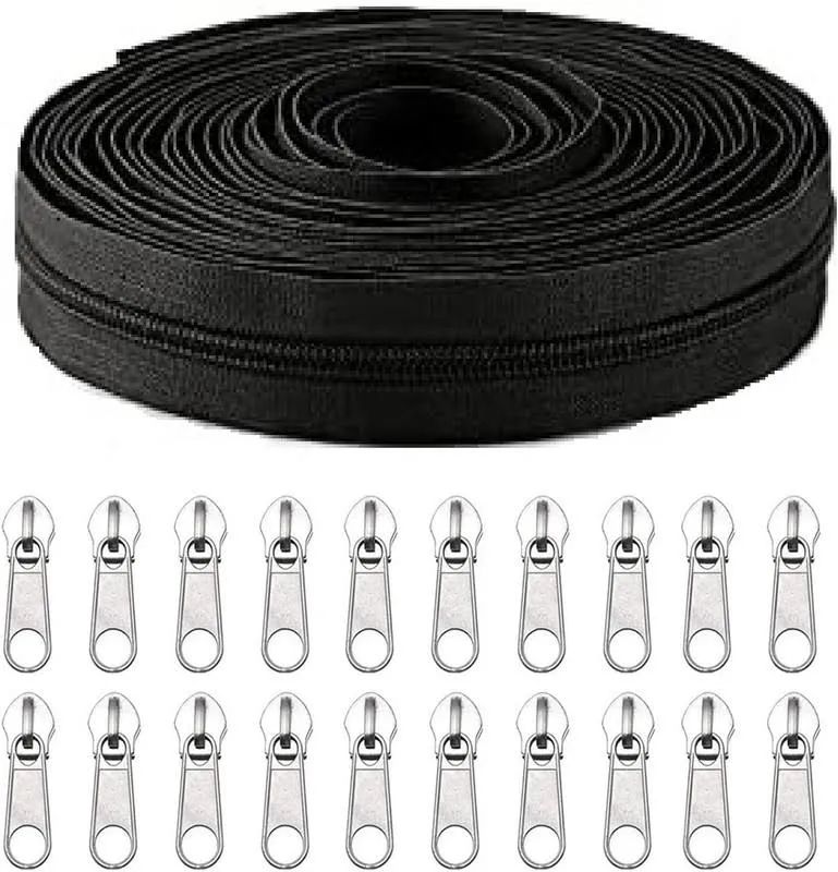 10 METRE BLACK ZIP ROLL AND 15 RUNNER NO.5 Black Nylon Two Way Open-ended Zipper-image-6